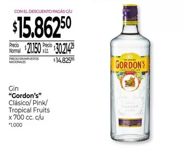 Gordon's - Gin Clásico/ Pink/ Tropical Fruits