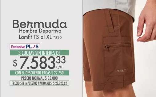 XL - Bermuda Hombre Deportiva Lamfit TS al