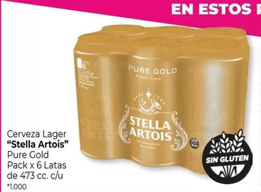 Stella Artois - Cerveza Lager Pure Gold Pack x 6 Latas