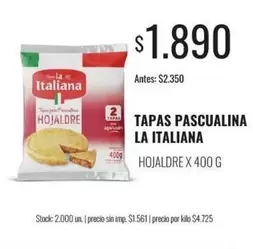 La Italiana - TAPAS PASCUALINA HOJALDRE