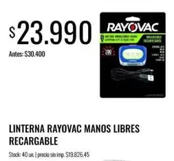 Rayovac - LINterna Manos Libres Recargable