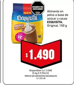 Exquisita - Alimento en polvo a base de azúcar y cacao