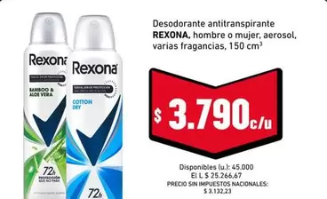 Rexona - Desodorante antitranspirante, hombre o mujer, aerosol, varias fragancias