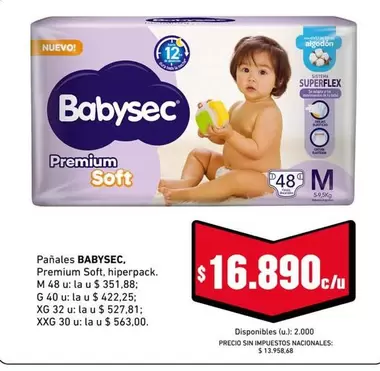 Babysec - Pañales Premium Soft, hiperpac.
