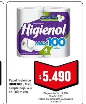 Higienol - Papel higiénico Max