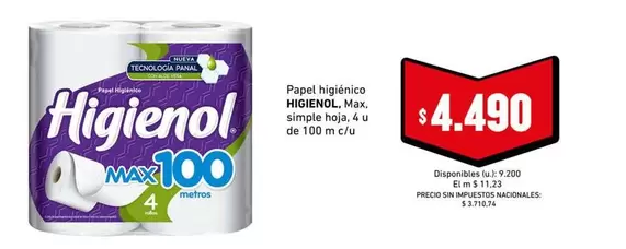 Higienol - Papel higi0enico Max 100