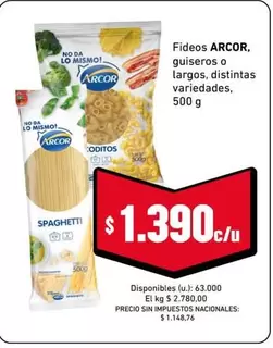 Arcor - Fideos guiseros o largos, distintas variedades