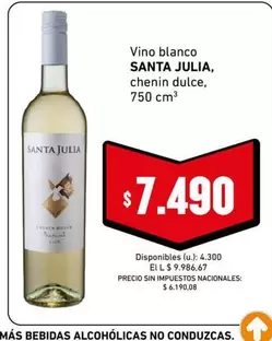 Santa Julia - Vino blanco chenin dulce