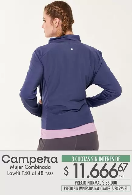 Campera Mujer Combinada Lawfit T40 al 48 *636