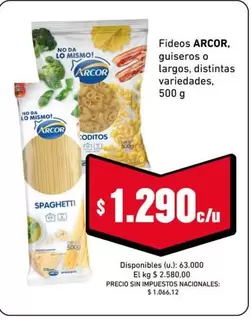 Arcor - Fideos ARCOR, guiseros o largos, distintas variedades