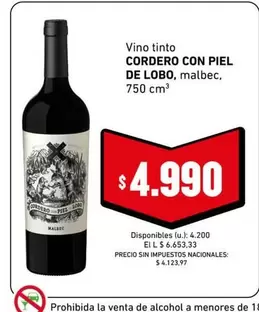 Malbec - Vino tinto CORDEO CON PIEL DE LOBO, malbec