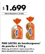 Lactal - PAN de hamburguesa/de pancho