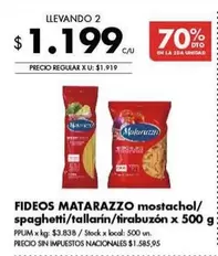 Matarazzo - Fideos mostachol/spaghetti/tallarín/tirabuzón