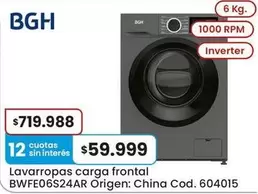 BGH - Lavarropas carga frontal BWFE06S24AR