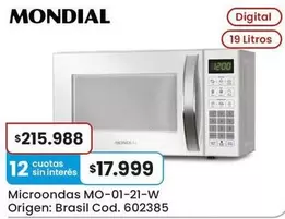 Mondial - Microondas MO-01-21-W