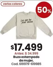 Buzo estampado de mujer, Cod. 619979-619985