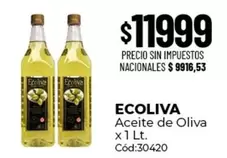 Ecoliva - Aceite de Oliva x 1 Lt. Cód:30420