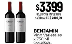 Benjamin - Vino Varietales x 750 Ml. Cód:45548