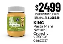 King - Pasta Maní Natural Crunchy x 350Gr. Cód:23737