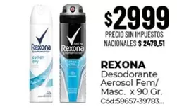 Rexona - Desodorante Aerosol Fem/Masc. x 90 Gr. Cód:59657-39783