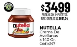 Nutella - Crema De Avellanas x 140 Gr. Cód:14797