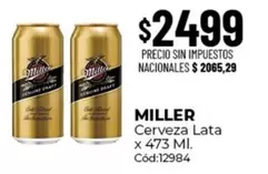 Miller - Cerveza Lata x 473 Ml. Cód:12984
