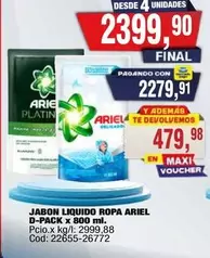 Ariel - JABON LIQUIDO ROPA D-PACK