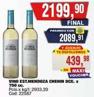 Estancia Mendoza - VINO EST.MENDOZA CHENIN DCE. X 750 cc.