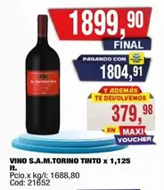 X$ - VINO S.A.M.TORINO TINTO x 1,125 It. Cod: 21652