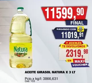Natura - ACEITE GIRASOL X 3 LT