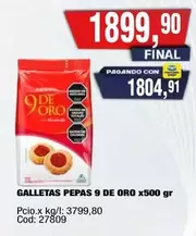 9 de oro - GALLETAS PEPA 9 DE ORO x500 gr