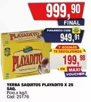 Playadito - YERBA SAQUITOS X 25