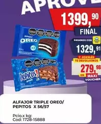 Oreo - ALFAJOR TRIPLE OREO/ PEPITOS X 56/57