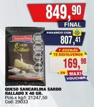 X$ - QUESO RALLADO SARDO 40 GR. Cod: 29033