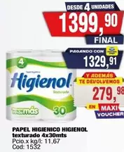 Higienol - PAPEL HIGIENICO texturado 4x30mts