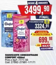 Comfort - SUAVIZANTE CONCENTRADO COMFORT 450ml Pc.x kg/l: 7777,56 Cod: 27992-27991-17171