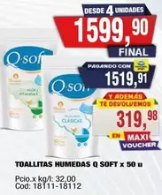 X$ - TOALLITAS HUMEDAS Q SOFT x 50 u