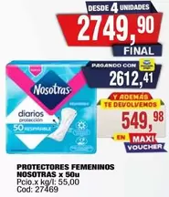 Nosotras - PROTECTORES FEMENINOS NOSOTRAS x 50u Cod: 27469