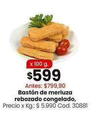 X$ - Bastón de merluza rebozado congelado, Cod. 30881