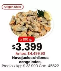 Origen - Navajuelas chilenas congeladas, Cod. 45622