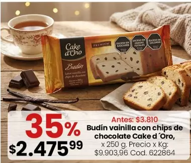 Premium - Budín vainilla con chips de chocolate