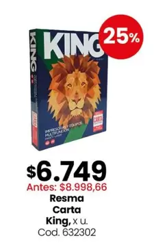 King - Resma Carta , x u. Cod. 632302