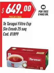 Mas - Te Filtro Esp Sin Ensob 25 saq Cod. 81899