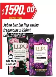 Lux - Jabón Liq Rep varias fragancias x 220ml Cod. 23168/6/7