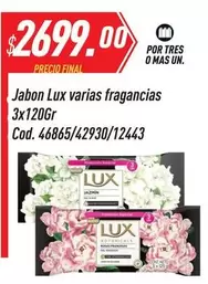 Lux - Jabon varias fragancias 3x120Gr Cod. 46865/42930/12443