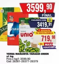 Suave - YERBA MA ilde{N}ANITA-TARAGUI-UNION x1 kg