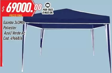 Gazebo 3x3Mts Poliester Cod. 49668/6