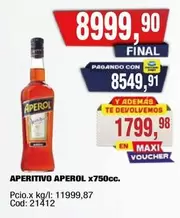 Aperol - APERITIVO x750cc.
