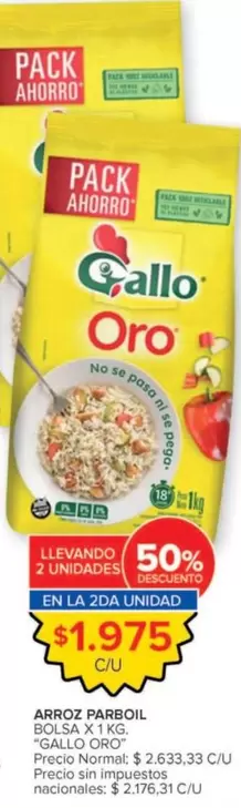 Gallo Oro - ARROZ PARBOIL BOLSA
