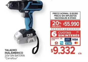 Carrefour - TALADRO INALÁMBRICO 20V SIN BATERÍA